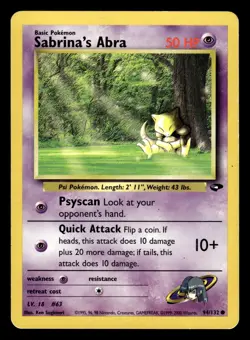 Sabrina's Abra 94/132 Common Gym Challenge Pokemon Card - Image 1