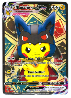 Cosplay Pikachu Card * MEGA LUCARIO PIKACHU * GLITTER HOLO - Image 1