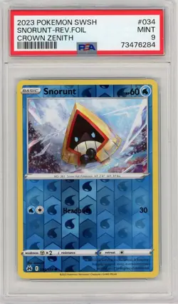 2023 Pokemon SWSH Snorunt-Rev Foil Crown Zenith #034 PSA 9... - Image 1
