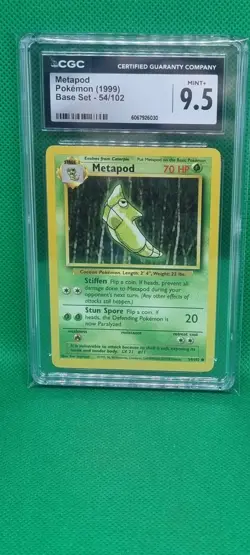 CGC 9.5 1999 Pokemon Metapod Base Set Unlimited English #54 54/102 Mint+ Vintage - Image 1