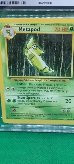 CGC 9.5 1999 Pokemon Metapod Base Set Unlimited English #54 54/102 Mint+ Vintage - Image 2