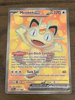 2026 POKEMON MEOWTH EX FULL ART# 107/088 MEGA EVOLUTION PERFECT ORDER - Image 1