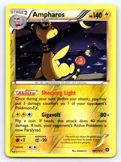 Ampharos 40/114 Holo Rare Steam Siege Pokemon Reverse Holo Near Mint - Image 1