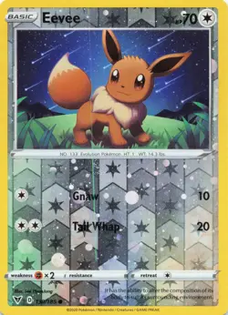 Eevee 130/185 Pokemon Vivid Voltage Reverse Cosmos Holo Common Near Mint - Image 1