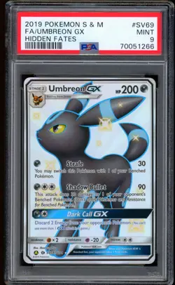2019 Pokemon Umbreon GX Hidden Fates Sun & Moon #SV69 PSA 9 MINT - Image 1