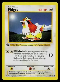 Pokemon Card - Pidgey 1st Edition Base Set Shadowless 57/102 - Image 1
