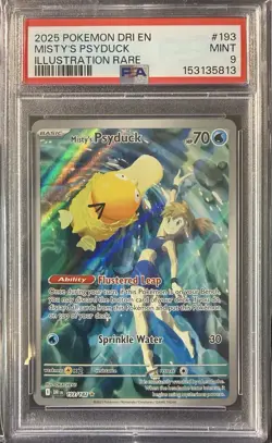 2025 POKEMON DRI EN-DESTINED RIVALS ILLUSTRATION RARE #193 MISTY'S PSYDUCK PSA 9 - Image 1