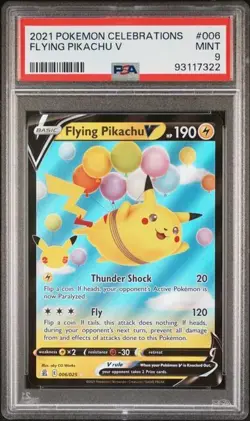 2021 Pokemon Celebrations Flying Pikachu V HOLO RARE #006 PSA 9 MINT FULL ART - Image 1