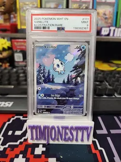 POKEMON 2025 White Flare Illustration Rare VANILLITE #111 PSA 9 Mint RARE - Image 1
