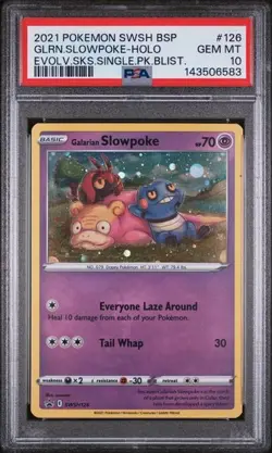 2021 POKEMON SWSH BLACK STAR PROMO #126 Galarian Slowpoke PSA 10 POP 99 New Cert - Image 1