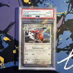 2023 Pokemon Scizor 141 Cosmos Holo Meddling Sparks Collection - PSA 10, LOW POP - Image 1