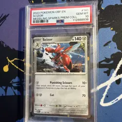 2023 Pokemon Scizor 141 Cosmos Holo Meddling Sparks Collection - PSA 10, LOW POP - Image 2