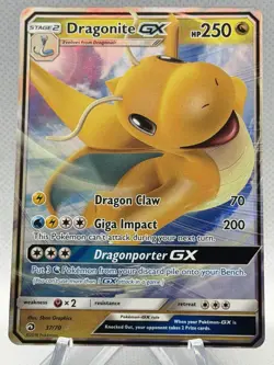 Dragonite GX 37/70 SM Dragon Majesty Holo Ultra Rare Full Art Pokemon TCG NM - Image 1