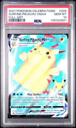 Pokemon Celebrations 25th Anniversary Surfing Pikachu VMAX 009/025 PSA 10 - Image 1