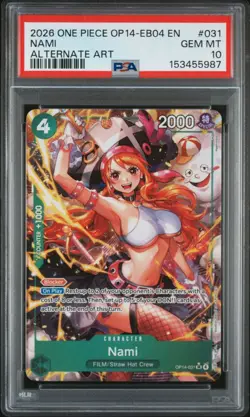 2026 ONE PIECE OP14-EB04-THE AZURE SEA'S SEVEN ALTERNATE ART #031 NAMI PSA 10 - Image 1
