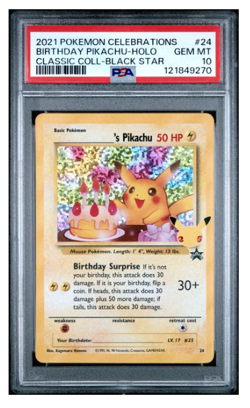 2021 POKEMON CELEBRATIONS CLASSIC COLL #24 BIRTHDAY PIKACHU-HOLO PSA 10 - Image 1