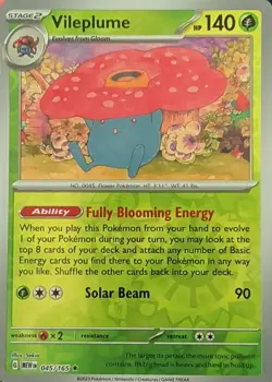 Vileplume 045/165 Rare 151 Pokemon Reverse Holo Near Mint - Image 1