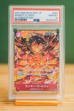 2022 ONE PIECE OP01 #024 JAPANESE MONKEY D LUFFY ALTERNATE ART PSA 10 GEM MT - Image 1