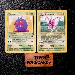 Pokemon Jungle Set Regular Card Bundle Venonat and Venomoth. Rare Vintage - Image 1