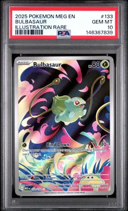 2025 POKEMON MEG EN-MEGA EVOLUTION ILLUSTRATION RARE #133 BULBASAUR PSA 10 - Image 1