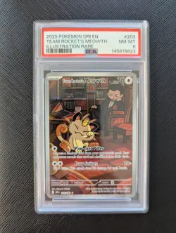 Pokemon Team Rocket's Meowth 203/182 DRI Illustration Rare PSA 8 NM-MINT - Image 1
