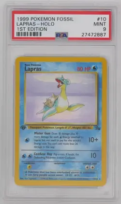 Lapras Holo Pokemon Karte | 1st Edition Fossil 10/62 | MINT PSA 9 - Image 1