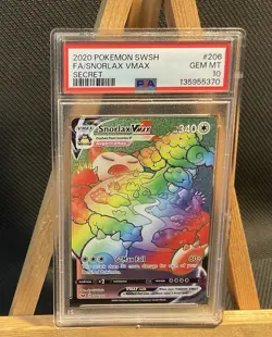 PSA 10 Snorlax VMAX - 206/202 Pokemon Sword & Shield - New Cert - Image 1