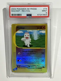 2003 Pokemon Skyridge - Machop Rev.Foil #74 PSA 9 MINT - Image 1