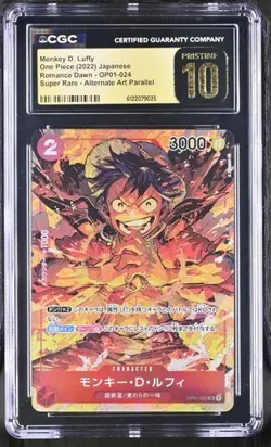 CGC Pristine 10 Monkey D. Luffy Op01-024 Alternate Art Parallel One Piece - Image 1