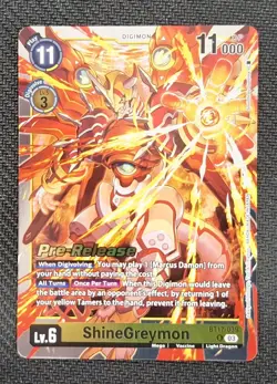 Digimon Card Game Prerelease Stamp - ShineGreymon (BT17-039) ENG NM - Image 1
