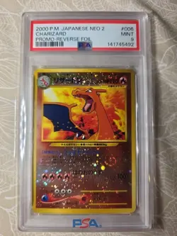 Pokemon TCG Charizard No 006 Promo Japanese Neo Premium File 2 Rev Holo Psa 9 - Image 1