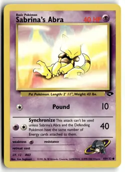 2000 Pokemon - Gym Challenge Sabrina’s Abra #93/132 - Image 1