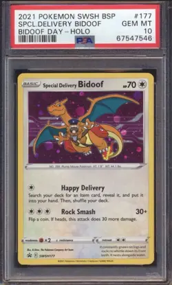 2021 POKEMON BLACK STAR PROMO BIDOOF SPECIAL DELIVERY #177 PSA 10! - Image 1