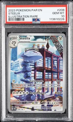2023 POKEMON PAR EN-PARADOX RIFT ILLUSTRATION RARE #208 STEELIX PSA 10 - Image 1