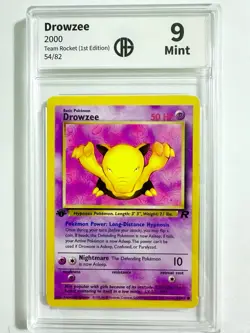 Drowzee 54/82 1st Edition Pokemon Team Rocket CAG 9 Mint - Image 1