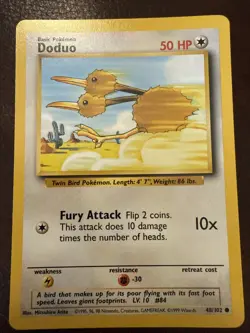 Pokemon TCG Doduo Base Set 48/102 Unlimited Common Card LP - Image 1