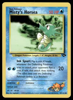 Pokemon Cards Misty's Horsea 87/132 Unlimited Gym Challenge WOTC Common LP - Image 1