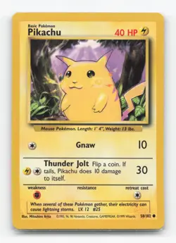 Pokemon TCG - Pikachu 58/102 Moderately Played Common Base Set Unlimited - Image 1