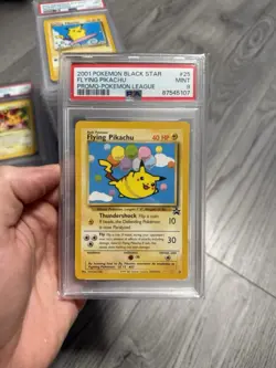 2001 Pokemon Black Star Flying Pikachu Promo Pokemon League #25 PSA 9 - Image 1