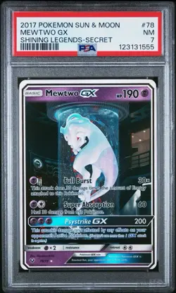 PSA 7 Mewtwo GX 78/73 Shining Legends Full Alt Art Secret Mewtube Pokemon Card - Image 1