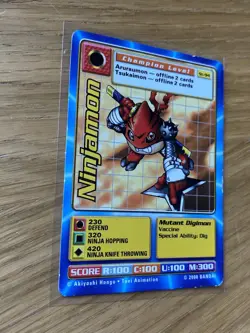DIGIMON ST-94 Ninjamon Swedish Promo Card TCG Rare Bandai Played - Image 2