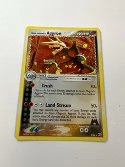 NM+ Team Magma's Aggron 7/95 Holo Rare Team Magma Team Aqua Pokemon Card 2004 - Image 1
