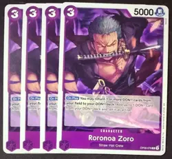 One Piece Card Game PURPLE/BLACK Monkey.D.Luffy #OP09-076 Roronoa Zoro X4 Eng - Image 1