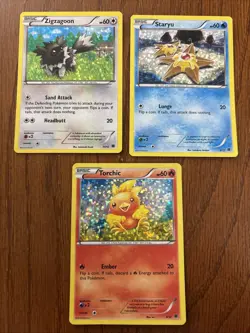 2015 Pokemon Zigzagoon Staryu Torchic /12- McDonald's Promo Confetti Holo LP - Image 1