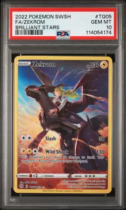2022 POKEMON SWORD & SHIELD BRILLIANT STARS ZEKROM #TG05 FULL ART PSA 10 - Image 1
