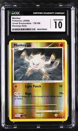 Pokemon TCG Mankey D&P Great Encounters 79/106 Reverse Holo CGC 10 Gem Mint - Image 1