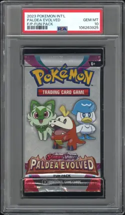 PSA 10 2023 POKEMON INT'L SCARLET & VIOLET PALDEA EVOLVED FUN FOIL PACK - Image 1