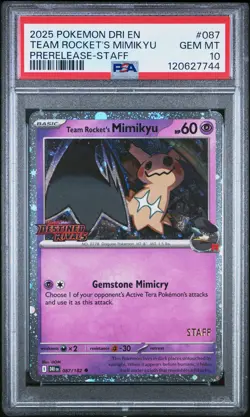 2025 POKEMON DRI EN-DESTINED RIVALS #087 TEAM ROCKET'S MIMIKYU PSA 10 - Image 1