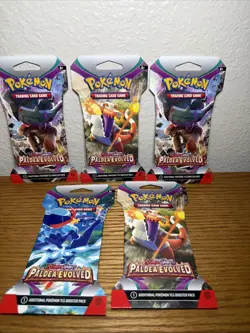 Pokemon Paldea Evolved Sleeved Booster Packs Scarlet & Violet New (Lot of 5) - Image 1