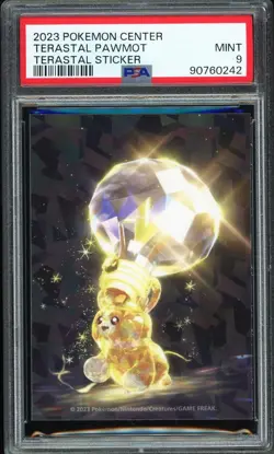 PSA 9 - 2023 POKEMON CENTER TERASTAL STICKER TERASTAL PAWMOT - Image 1